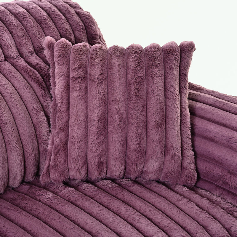 Chaise Lounge Sofa with Two Throw Pillows, Wine Red