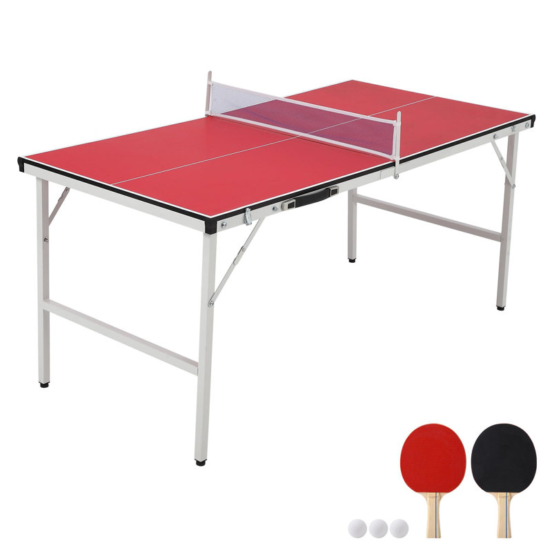 Table de tennis de table pliable d'intérieur / extérieur Babevy (raquettes incluses), Rouge