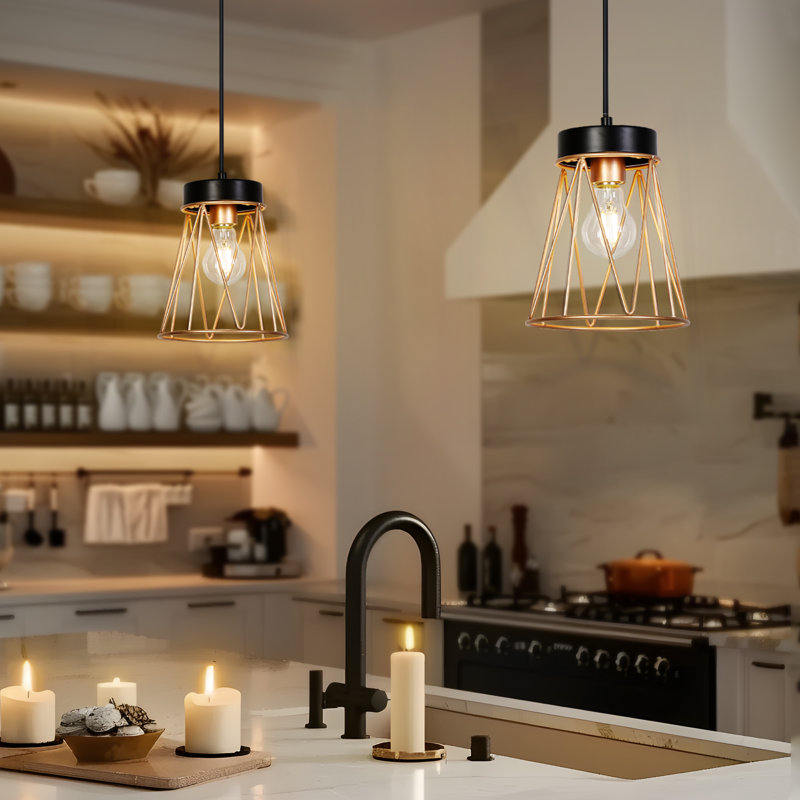 Olajawon 1-Light Gold Geometric Single Pendant(1-Set)