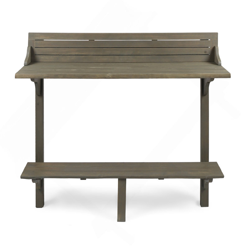 Outdoor Acacia Wood Balcony Bar Table, Gray Finish