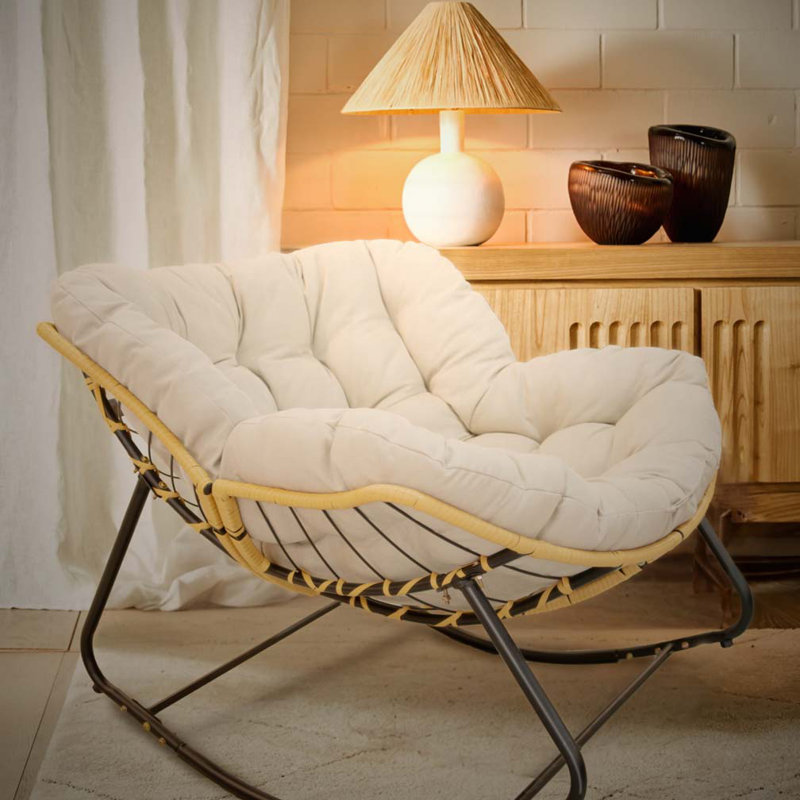Chaise berçante d'extérieur, chaise berçante de patio, Beige