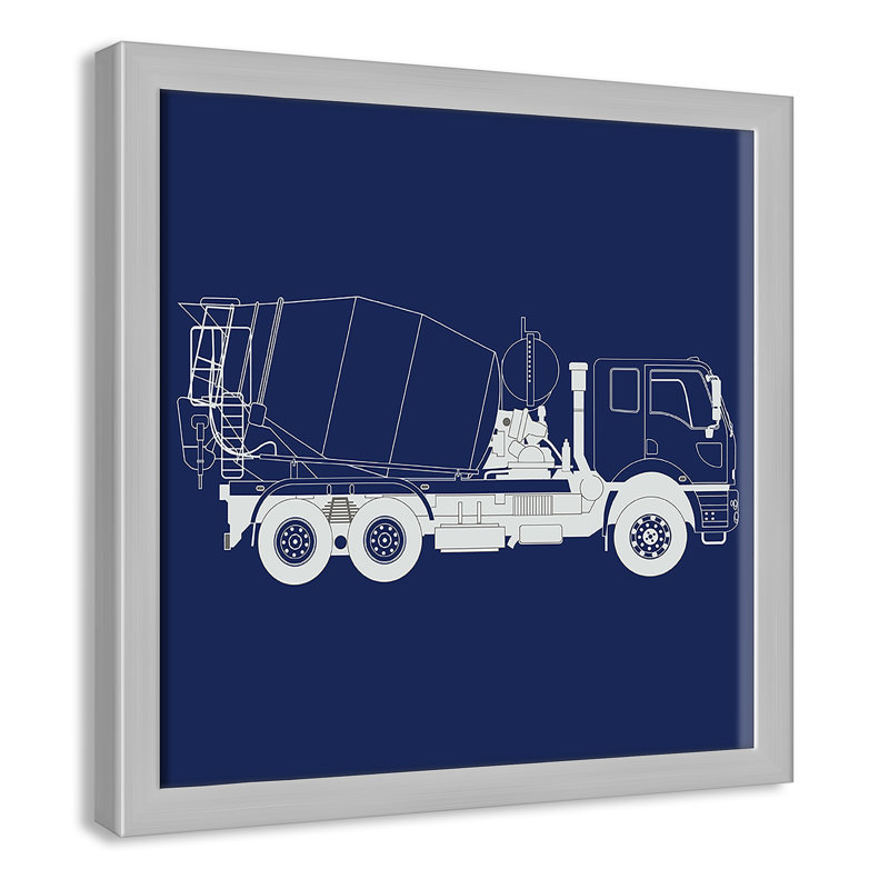 Camions Camions 1, art encadré, H 12 po x l 12 po x P 1,18 po, Encadré de boîte argent
