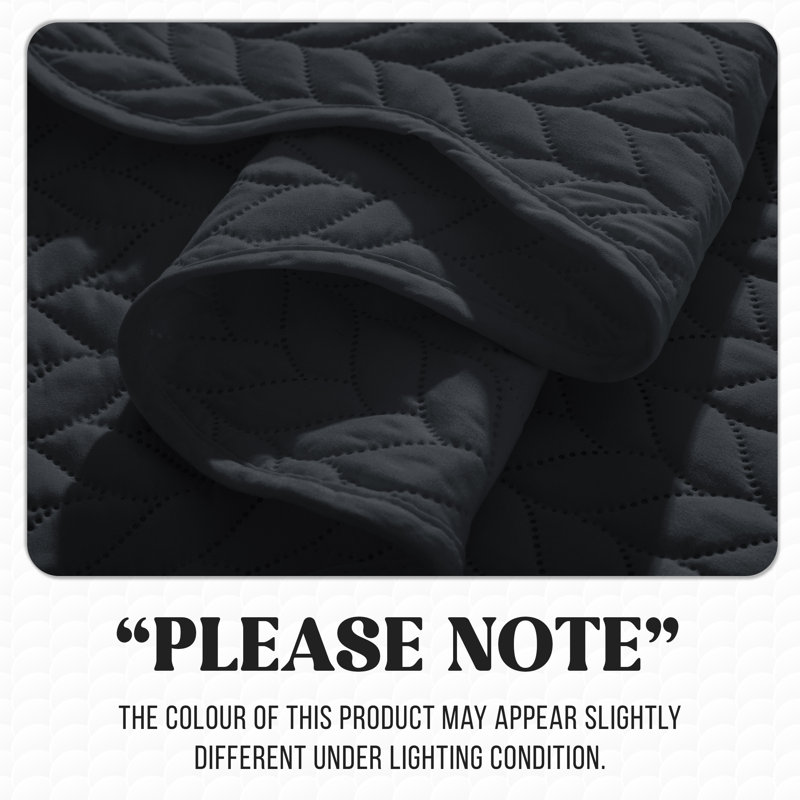 Ensemble de couvre-lit matelassé en microfibre embossée, Charcoal, Full Comforter + 2 Standard Shams