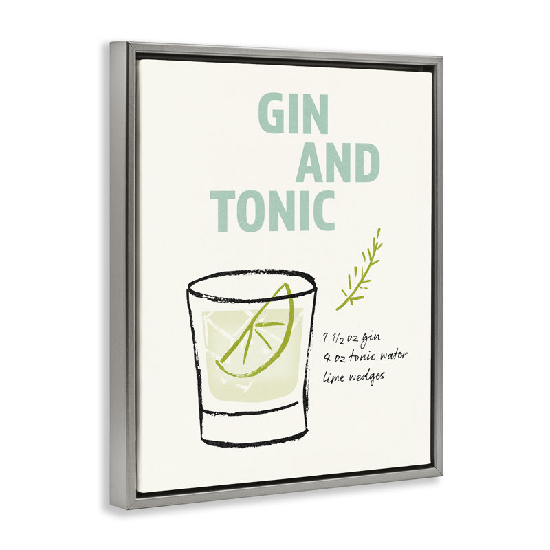 «Gin & Tonic Recipe», art mural encadré sur toile flottante par Victoria Barnes, Cadre flottant gris lustré