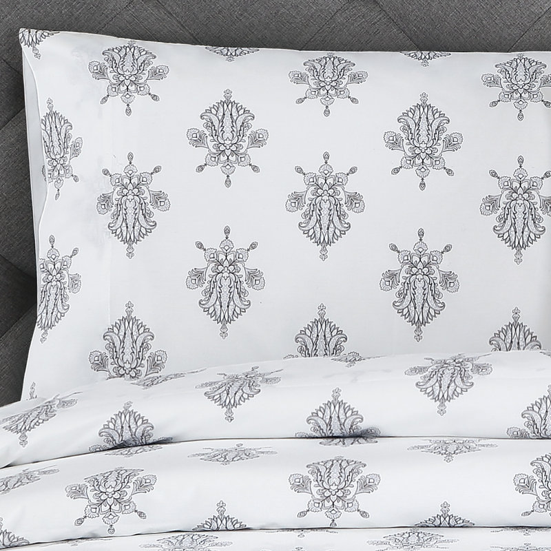 Arwen 100% Cotton Percale Floral Sheet Set, Queen Sheet Set with 2 Pillowcases