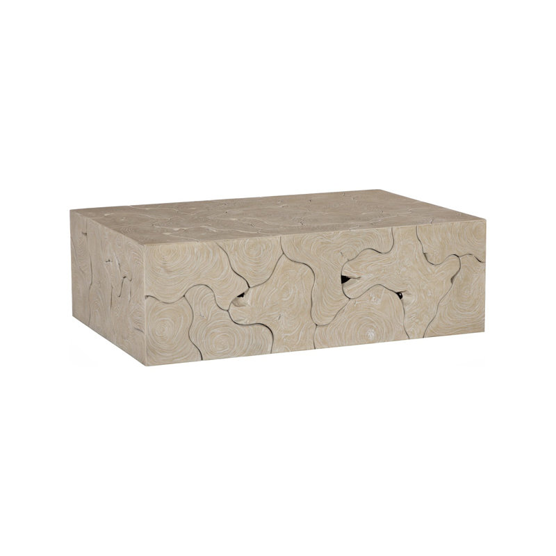 Teak Slice Coffee Table, Rectangle, Oat Finish
