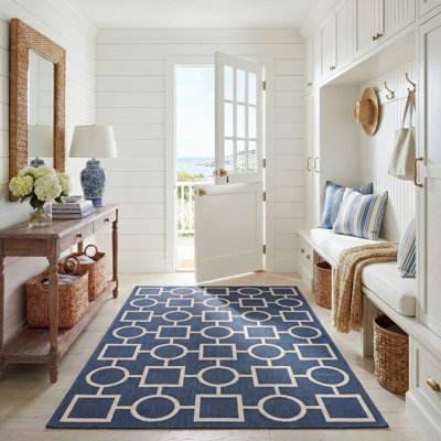 Arneshia Cotton Blue/Beige Area Rug