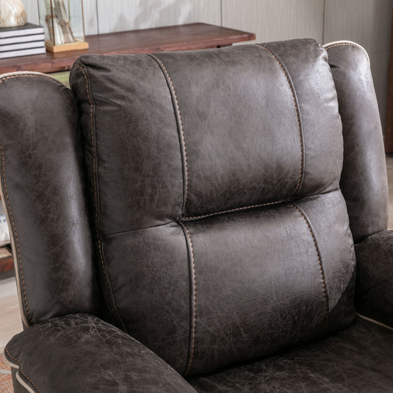 39.9" Wide Vintage Faux Leather Power Lift Assist Massage Heating Recliner Chair with Adjustable Headrest & Hidden Cup Holders & USB Port