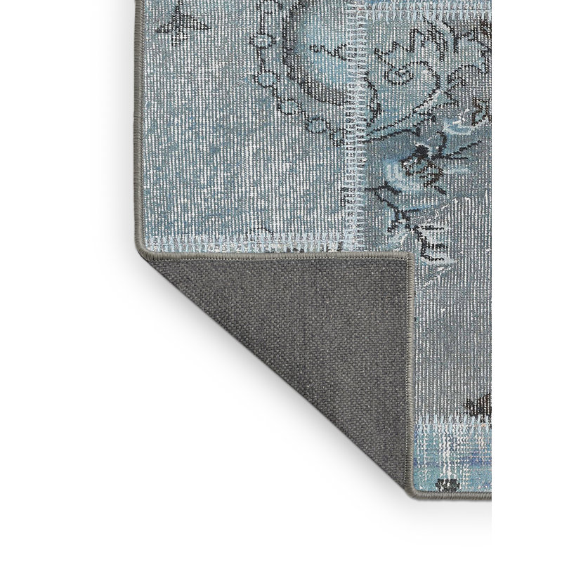 Tapis gris/bleu zone contemporaine, Rectangle 7 pi x 10 pi