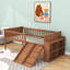 Wood Bed Frame with Storage Shelf, Slide and Guardrail-604606422