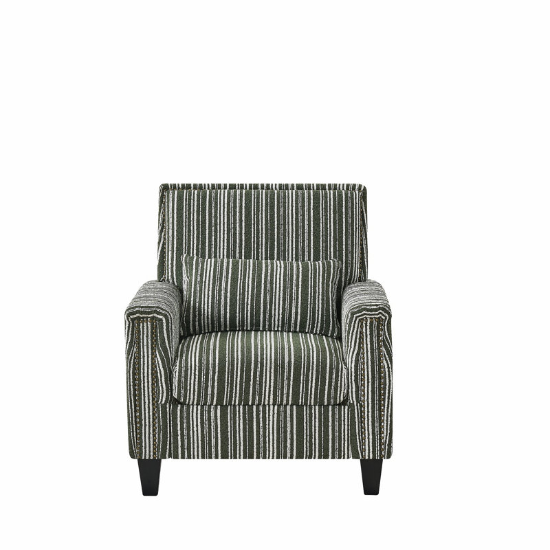 Comfy Upholstered Armchair for Living Room, Green/White, 1