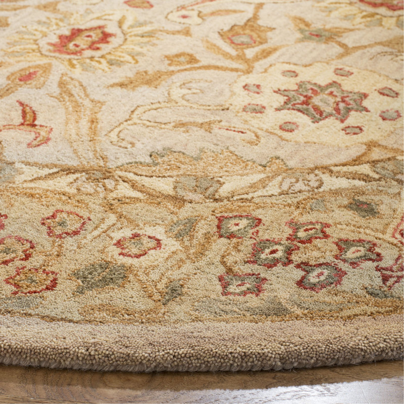 Tapis oriental ivoire / sauge en laine touffeté à la main Tingley, Rond 6 pi