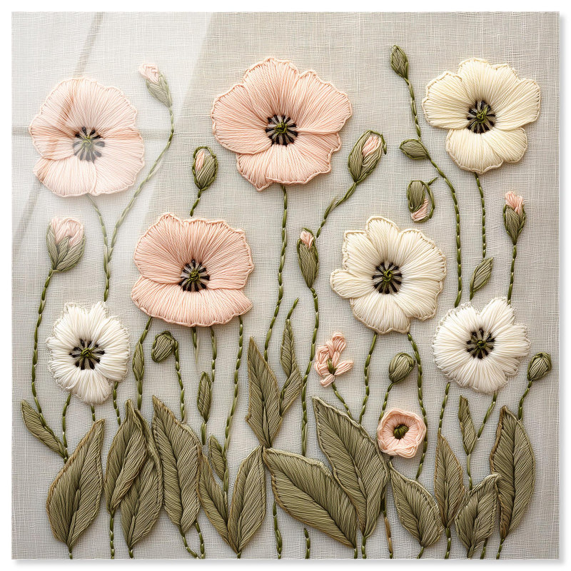 Stitched Serenity I Acrylic Farmhouse Decor by Art Remedy, Ready to Hang, 16" H x 16" W