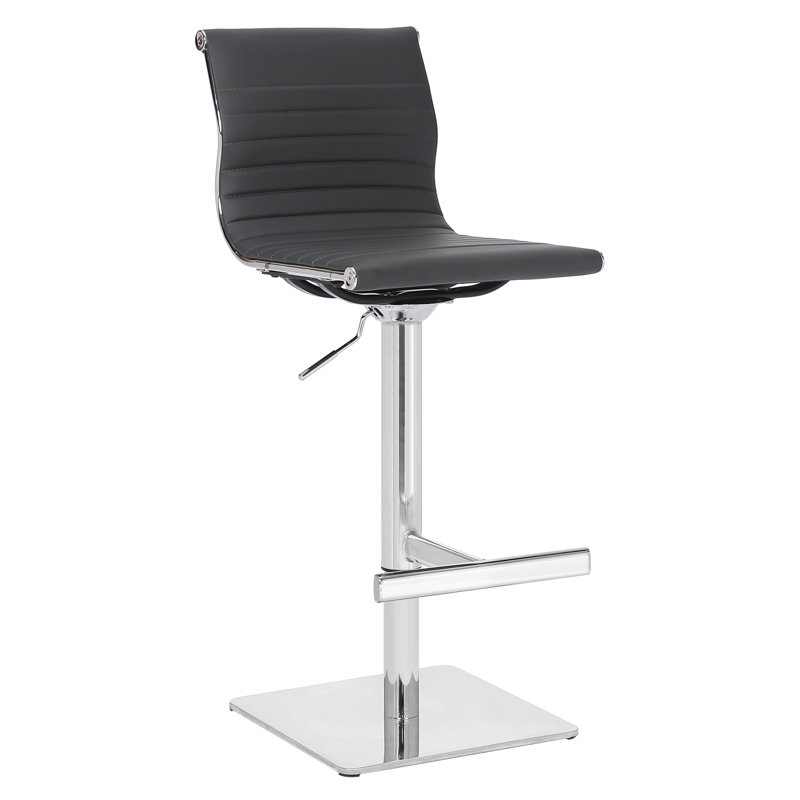 Batres Swivel Upholstered Adjustable Height Bar Stool, Grey Charcoal