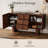 63'' Wood Fluted Sideboard Buffet Cabinet With Curved Edge and 3 Drawers-1217322608