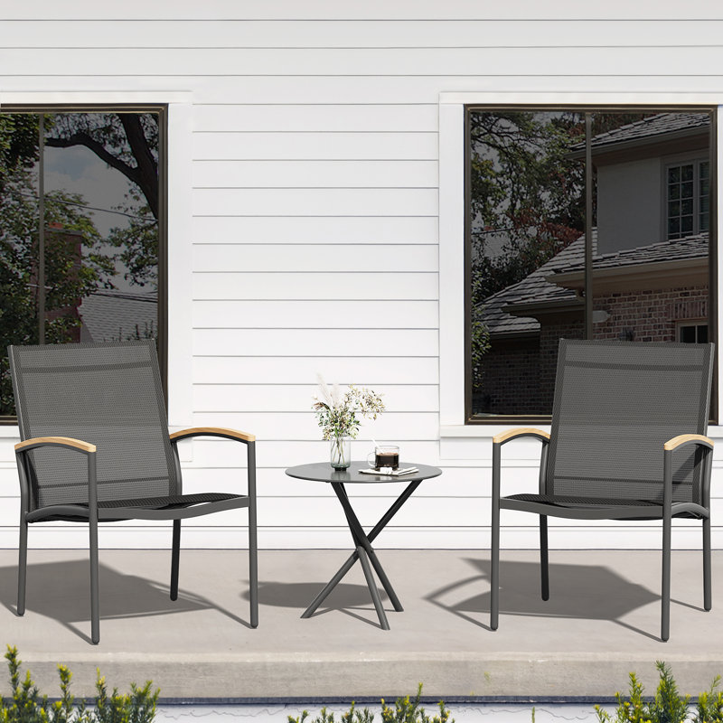 Happel Square  3  Piece  Bistro Set , Black
