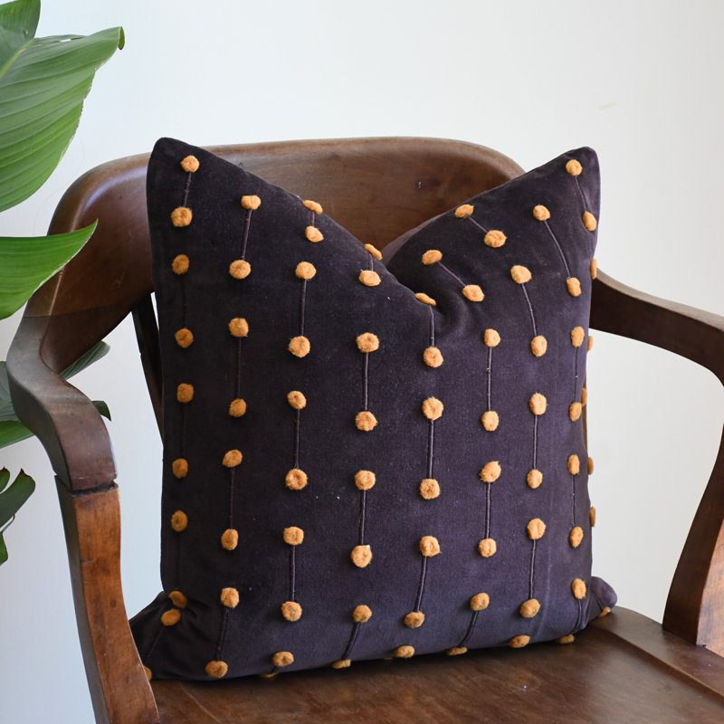 Velvet Brown with Pom Poms