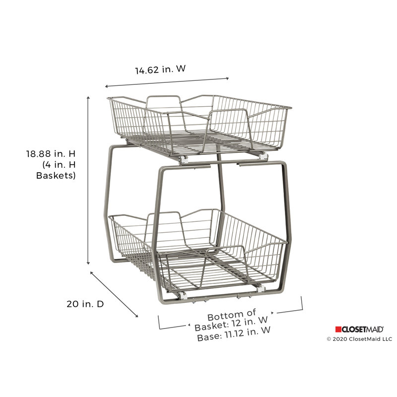 Two-Tier Nickel Pull Out Cabinet Organizer, 14.62"