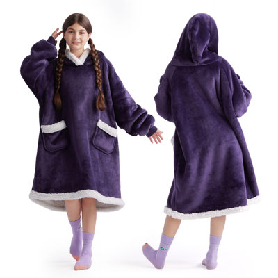 Bedsure Blanket Hoodie - Sherpa Wearable Blankets For Women & Kids As Gifts For Women Men, Christmas Gifts Sweatshirt Blanket