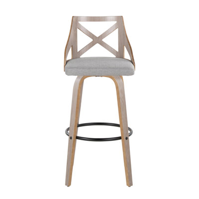 Tabourets de bar à hauteur fixe de 30 po Emmons avec pieds en bois cintré et repose-pieds rond