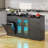 54'' Large Evynn With Led Light And 2 Drawers, Evynn With Trash Can Storage And Adjustable Shelves-64616172