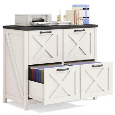 Lateral File Cabinet With 4 Drawers, Farmhouse File Cabinet For Letter/A4 Size Hanging Files