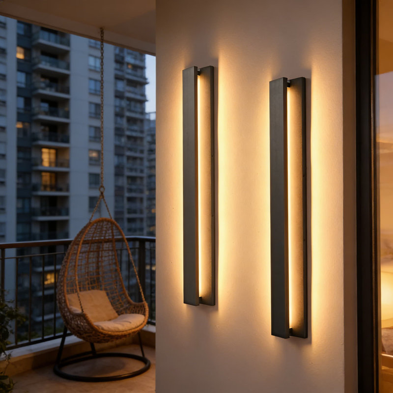 Applique murale d'extérieur moderne à DEL moderne, éclairage extérieur noir 31,5 pouces pour porche de garage avec design imperméable blanc chaud 3000K, paquet de 2