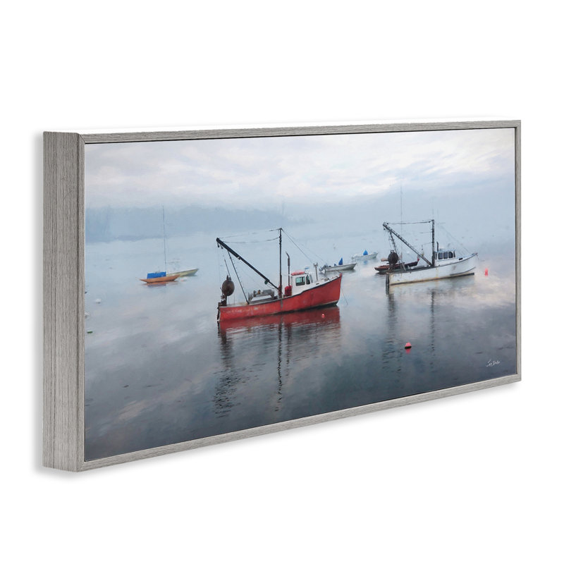 «Boat Harbor Seascape», estampe numérique encadrée par Lori Deiter, Estampe numérique Farmhouse, H 13 po x l 30 po