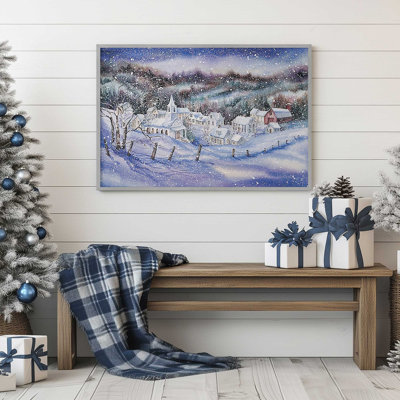 Snowy Village Twilight Print
