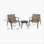 Ensemble de conversation moderne pour l'extérieur: 2 chaises en rotin PE + table d'appoint en acier noir et verre trempé - Durable et élégant