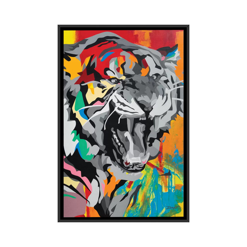 «Tiger», impression sur toile, H 26 po x l 18 po x P 1,5 po, Toile avec cadre noir, Pas de tapis