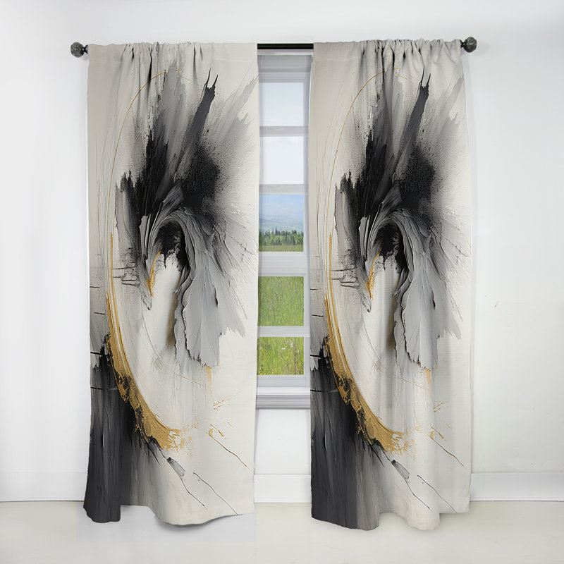 Dabney - Rideau abstrait occultant avec spirales abstraites - 1 panneau, L 52 po x L 84 po