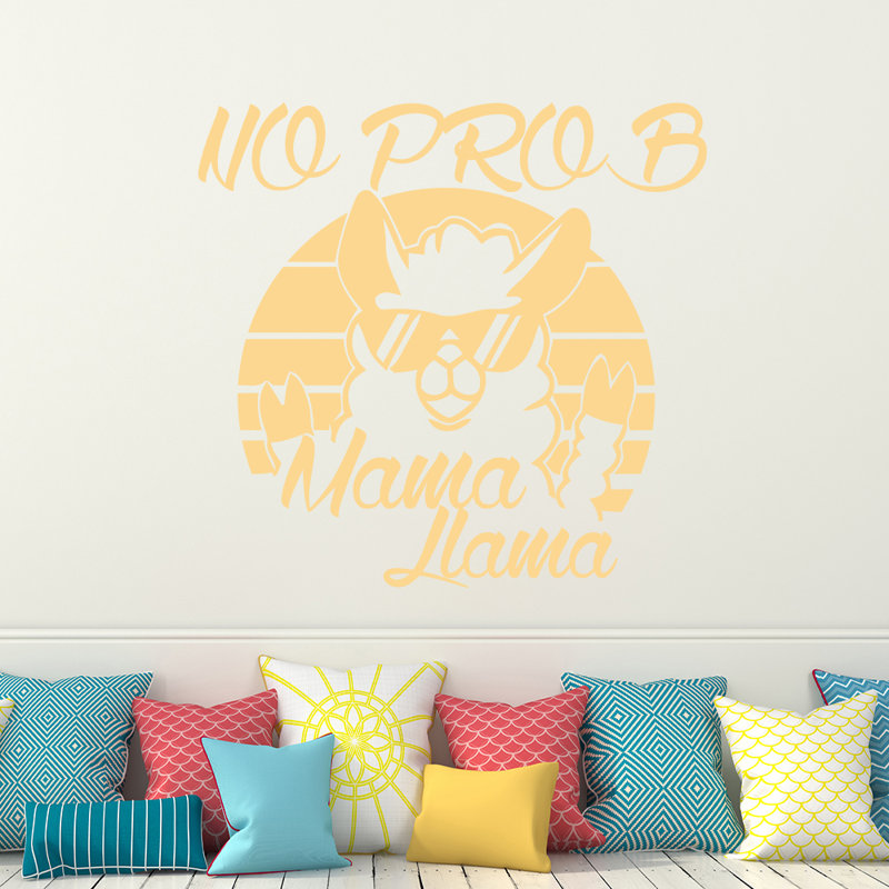 Décalcomanie murale "no prob maman llama", Crème