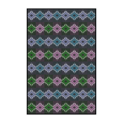 Gris géométrique/beige/Tapis décoratif bleu