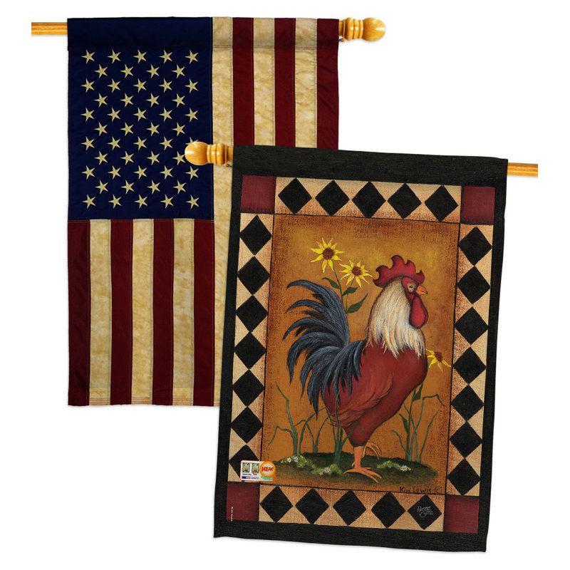 Drapeau de maison coq en polyester 40 x 28 po