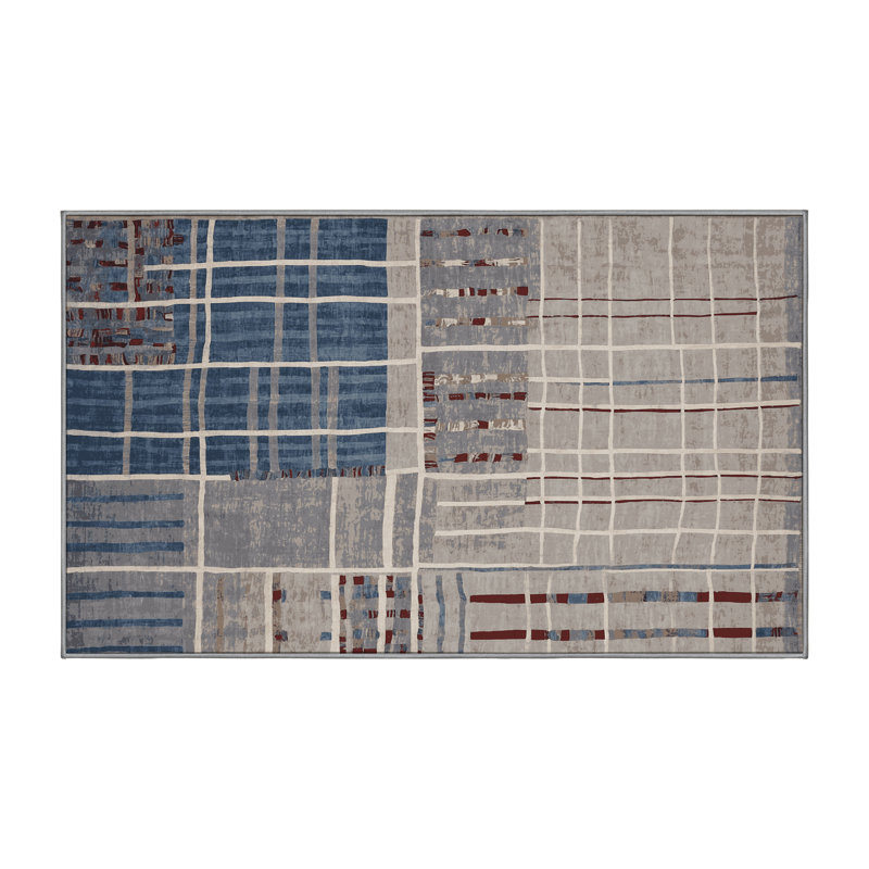 Machine Washable Gray Area Rug, Runner 2' x 5'