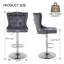 Swivel Velvet Counter Height Bar Stools With Lion Head Pull Ring For Kitchen Island-2125177599