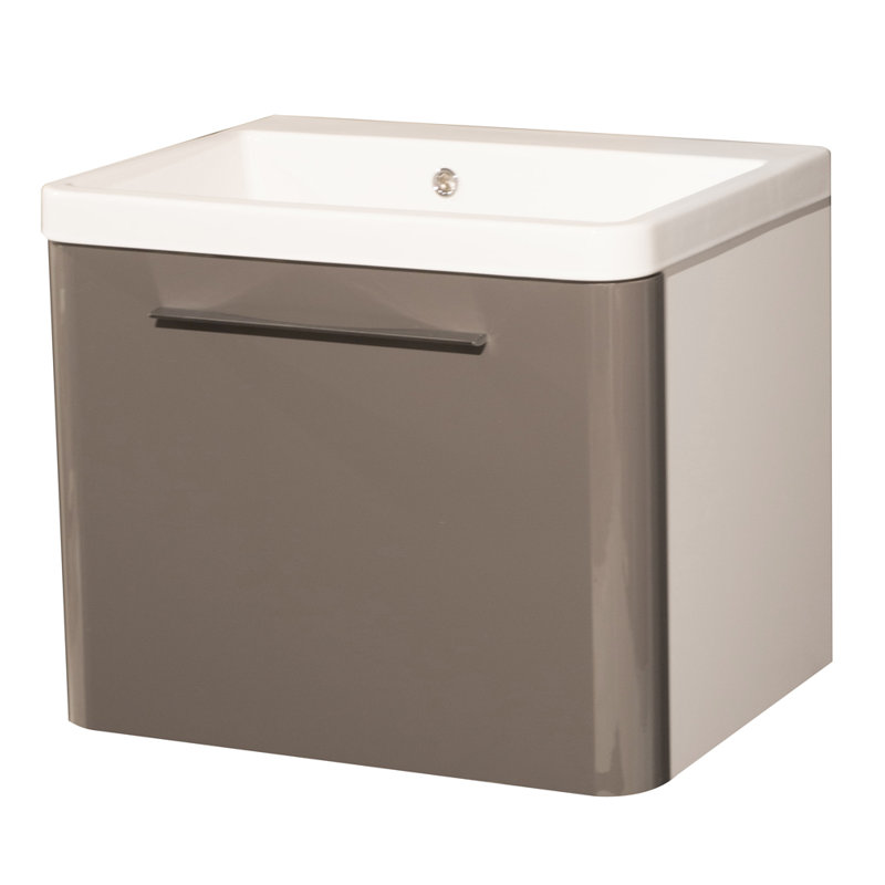 Damini 655mm Single Bathroom Vanity with Integrated Ceramic Basin, Black