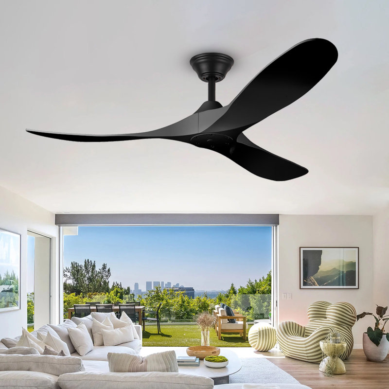 Ventilateur de plafond réversible à moteur à courant continu avec pales en bois massif de qualité supérieure et contrôle intelligent basé sur l'application, convenant aux chambres à coucher, aux salons et aux patios couverts