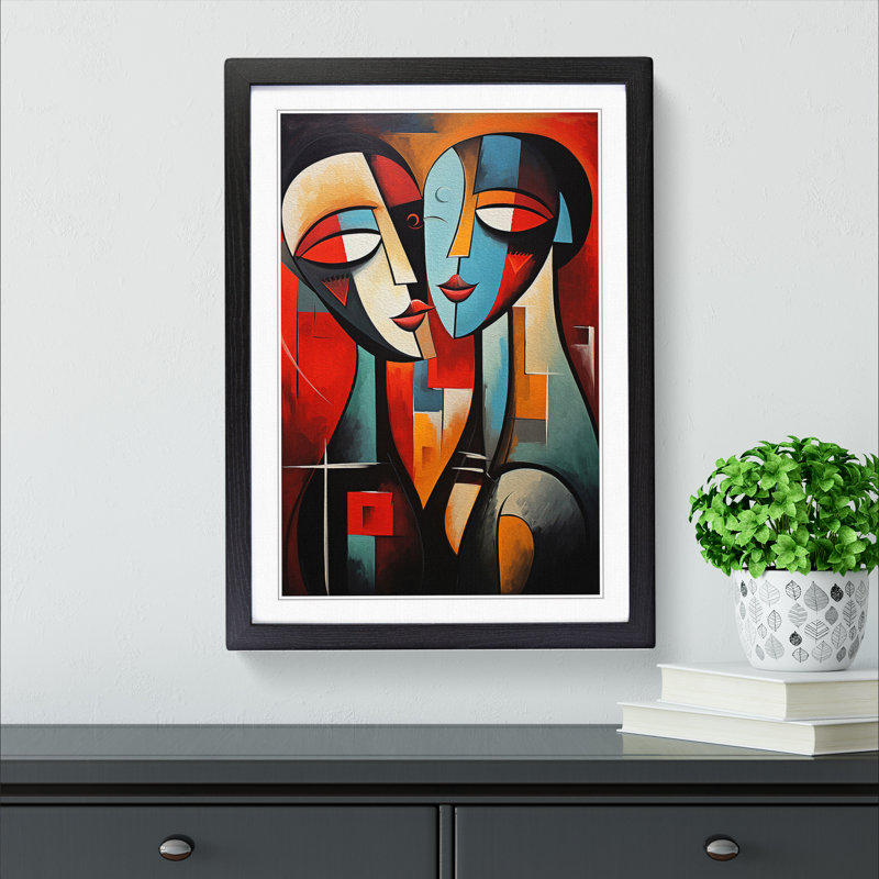 Lovers Abstract No.2 - Single Picture Frame Print on Wood, Black Framed, 46cm H x 34cm W x 2cm D