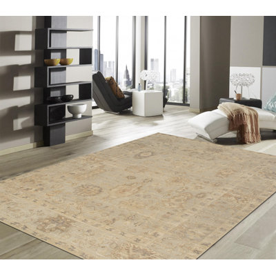 Oushak Hand-Knotted Blue Wool Area Rug