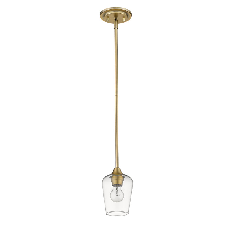 Luminaire suspendu en verre Dahlya, Laiton vieilli, H 7,5 po x l 5,5 po x P 5,5 po