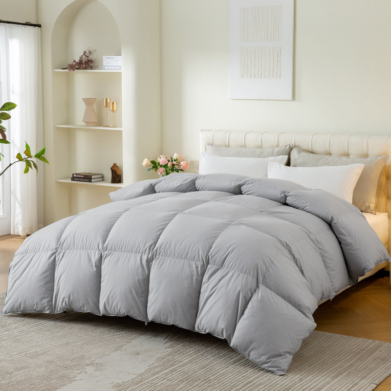 Housse de couette en duvet d'oie 100% coton, Grand lit, Gris