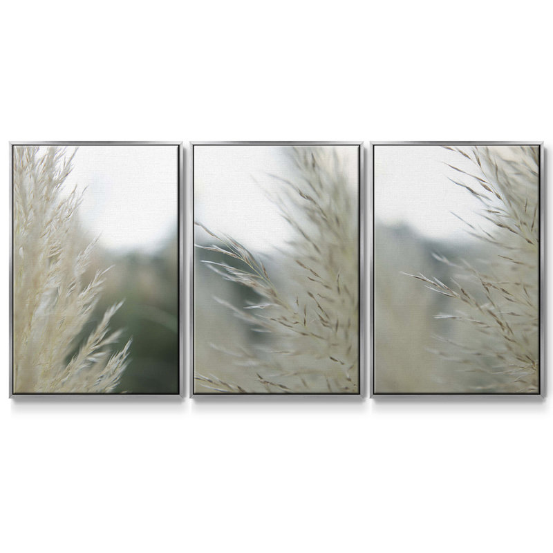 Ensemble de 3 pièces encadrées sur toile, Argent, H 27 po x l 54 po