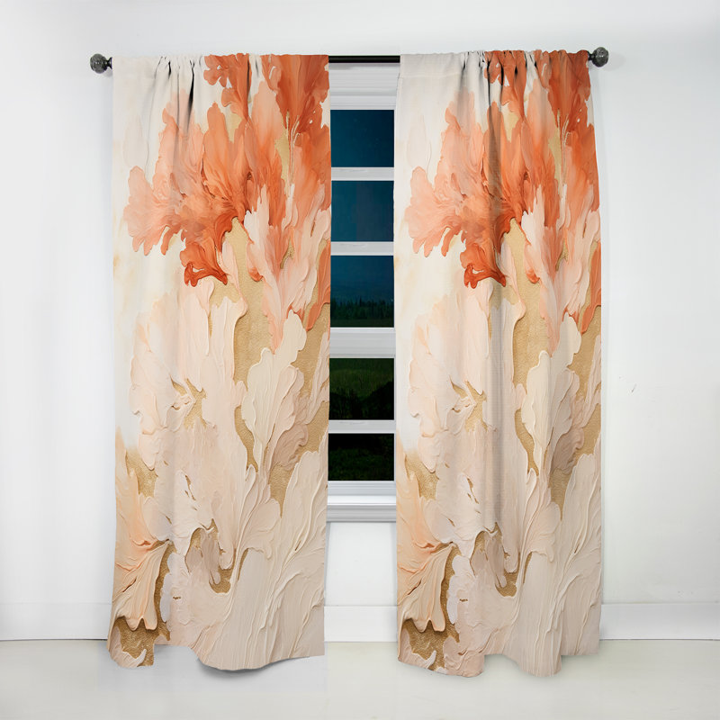 Maliyah Pink And White Coastal Coral Collage III - Nautical Velvet Curtain - Room Darkening - 1 panel, 52" W x 84" L