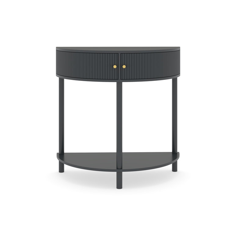 Modern 31.5" Fluted Semi-Circle Narrow Console Table, Dark Gray