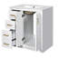 Meuble-lavabo autoportant de 30 po en blanc avec lavabo en céramique, structure en bois massif, armoire de rangement avec 3 tiroirs et portes à fermeture douce (sans robinet)-130854242-130854244
