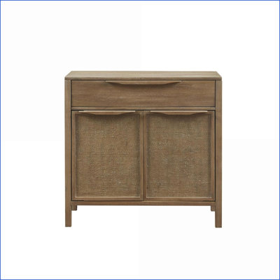 Commodes décoratives: coffre d'appoint à sangles en bois massif 2 portes Coastal, biscuit récupéré | Naturel | Bois