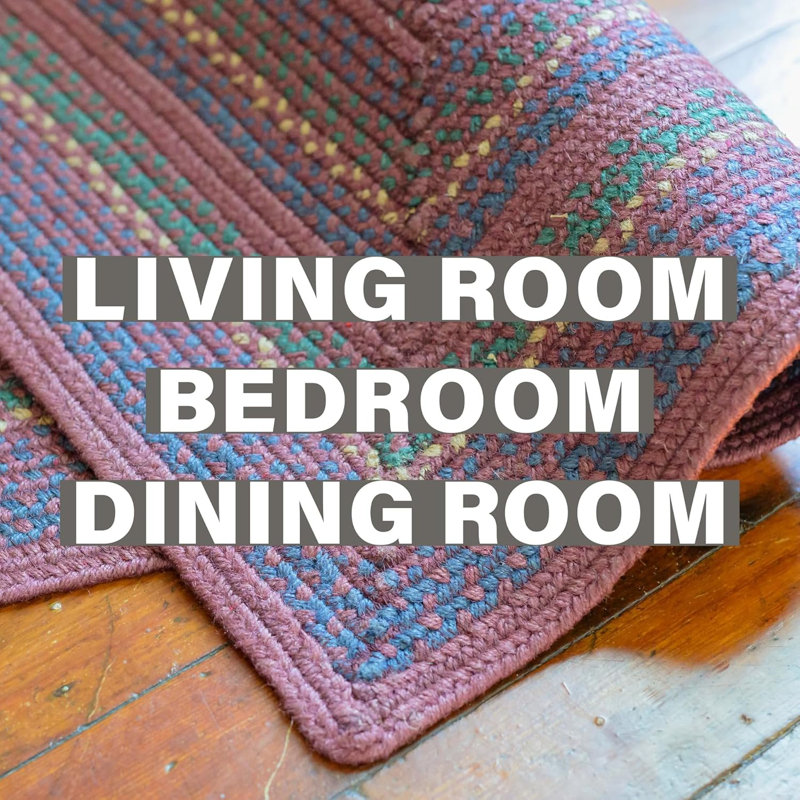 Jamestown Braided Jute Reversible Burgundy/Blue/Cream Rug, Rectangle 5' x 8'