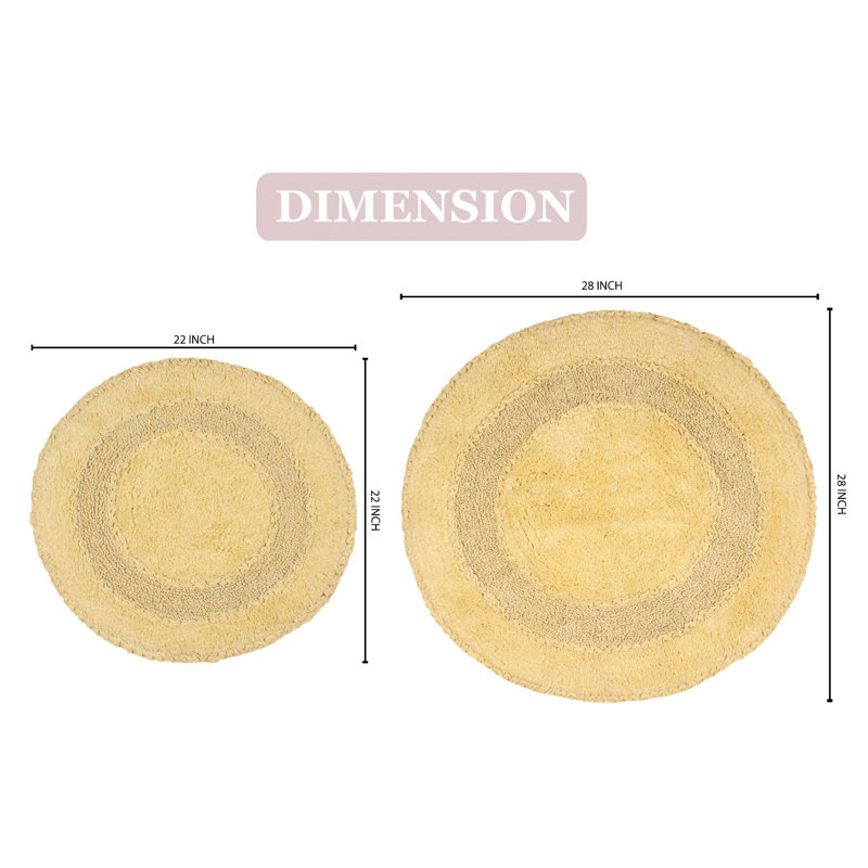 Zorica 100% Cotton Bath Mats (Set of 2), Yellow